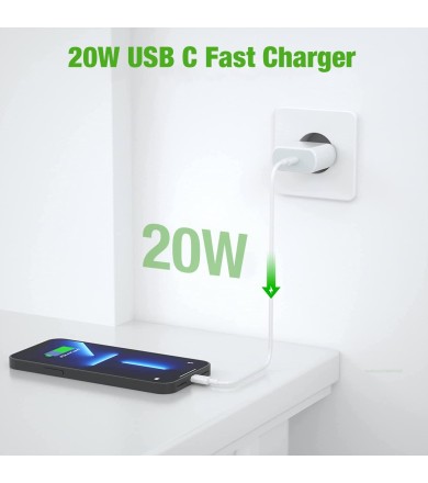 20W USB C nabíječka pro iPhone 14/14 Plus/14 Pro/14 Pro Max 13 12 11 SE,AirPods,iPad,USBC síťový zdroj zástrčka Power adaptér rychlonabíječka zástrčka síťová zástrčka rychlonabíjecí kabel nabíjecí adaptér