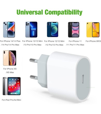20W USB C nabíječka pro iPhone 14/14 Plus/14 Pro/14 Pro Max 13 12 11 SE,AirPods,iPad,USBC síťový zdroj zástrčka Power adaptér rychlonabíječka zástrčka síťová zástrčka rychlonabíjecí kabel nabíjecí adaptér