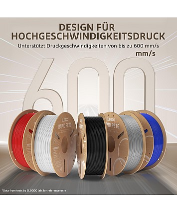 ELEGOO Rapid PETG Filament 1,75 mm – černá, bílá, červená, modrá – 4 kg | High Speed 600 mm/s struna pro 3D tiskárny, přesnost +/- 0,02 mm, lepenková cívka ELEGOO Rapid PETG Filament 1,75 mm – černá, bílá, červená, modrá – 4 kg | High Speed 600 mm/s struna pro 3D tiskárny, přesnost +/- 0,02 mm, lepenková cívka