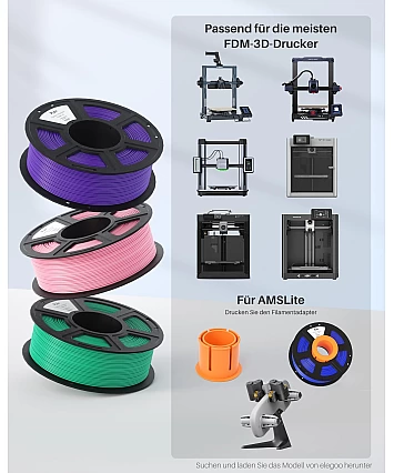 ELEGOO PLA+ Filament 1,75 mm – sada 4 kg (černá, bílá, červená, tmavě modrá) | Vysoce pevný PLA Plus pro 3D tisk s přesností ±0,02 mm | 1kg/cívka ELEGOO PLA+ Filament 1,75 mm – sada 4 kg (černá, bílá, červená, tmavě modrá) | Vysoce pevný PLA Plus pro 3D tisk s přesností ±0,02 mm | 1kg/cívka
