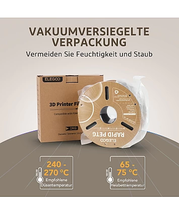 ELEGOO Rapid PETG Filament 1,75 mm – černá, bílá, červená, modrá – 4 kg | High Speed 600 mm/s struna pro 3D tiskárny, přesnost +/- 0,02 mm, lepenková cívka ELEGOO Rapid PETG Filament 1,75 mm – černá, bílá, červená, modrá – 4 kg | High Speed 600 mm/s struna pro 3D tiskárny, přesnost +/- 0,02 mm, lepenková cívka