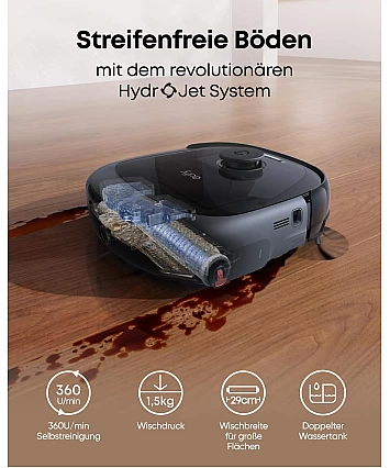 eufy Omni E28 HydroJet – Prémiový robotický vysavač s mopem, výkonným hloubkovým čištěním a All-in-One stanicí