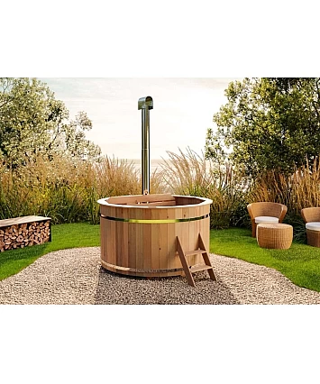 Finntherm Dřevěná koupací káď Bergen Hot Tub Ø160 x 101 cm s nerezovým ohřívačem 22 kW
