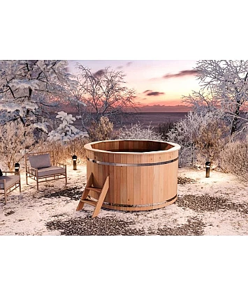 Finntherm Dřevěná koupací káď Bergen Hot Tub Ø160 x 101 cm s nerezovým ohřívačem 22 kW