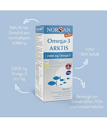 NORSAN Premium Arktis Omega-3 Oil 200 ml – 2 000 mg omega-3 NORSAN Premium Arktis Omega-3 Oil 200 ml – 2 000 mg omega-3