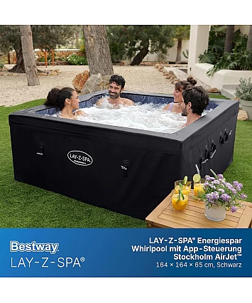 LAY-Z-SPA® ThermaCore™ Energeticky úsporná vířivka Stockholm AirJet™ s chytrým ovládáním – až pro 6 osob, 164 x 164 x 65 cm, hranatá | 60229_26 LAY-Z-SPA® ThermaCore™ Energeticky úsporná vířivka Stockholm AirJet™ s chytrým ovládáním – až pro 6 osob, 164 x 164 x 65 cm, hranatá | 60229_26